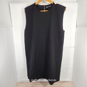Zara Tank/Sheath Dress Women XL Black Sleeveless Round Neck - Raw Hem‎
